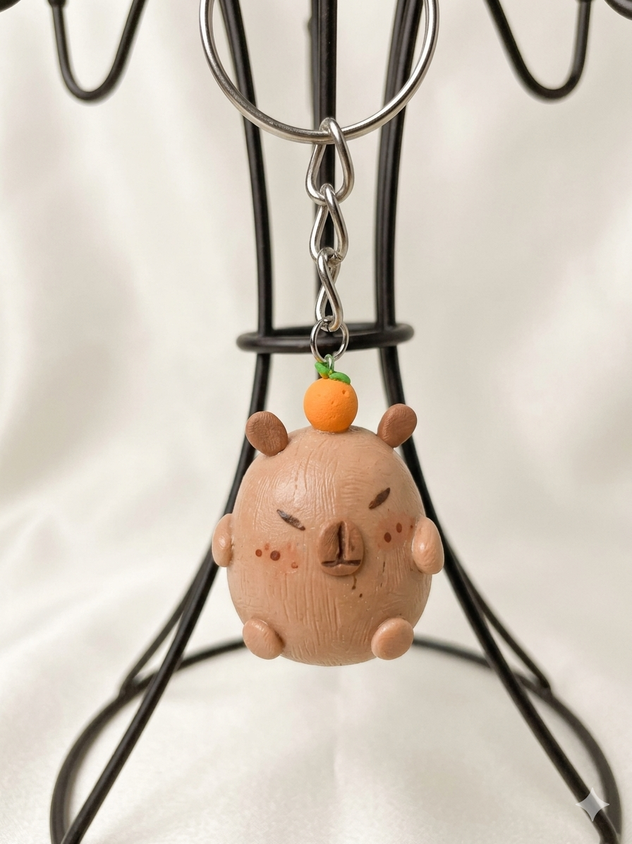 Clay capybara keychain