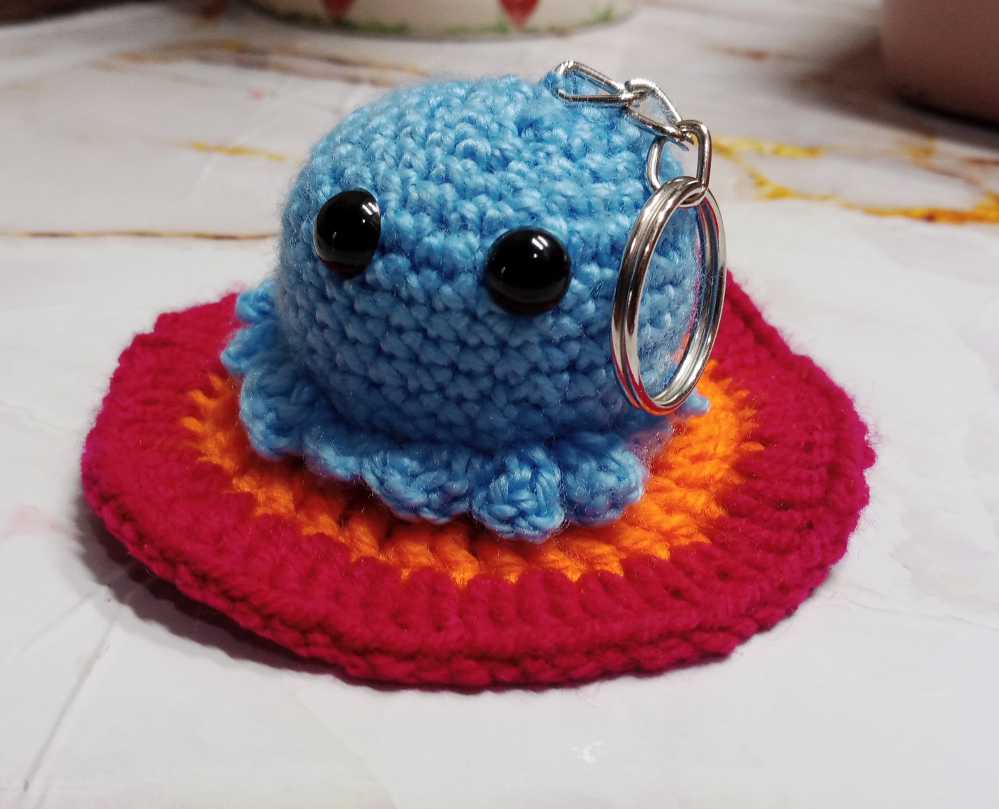 Crochet octopus keychain