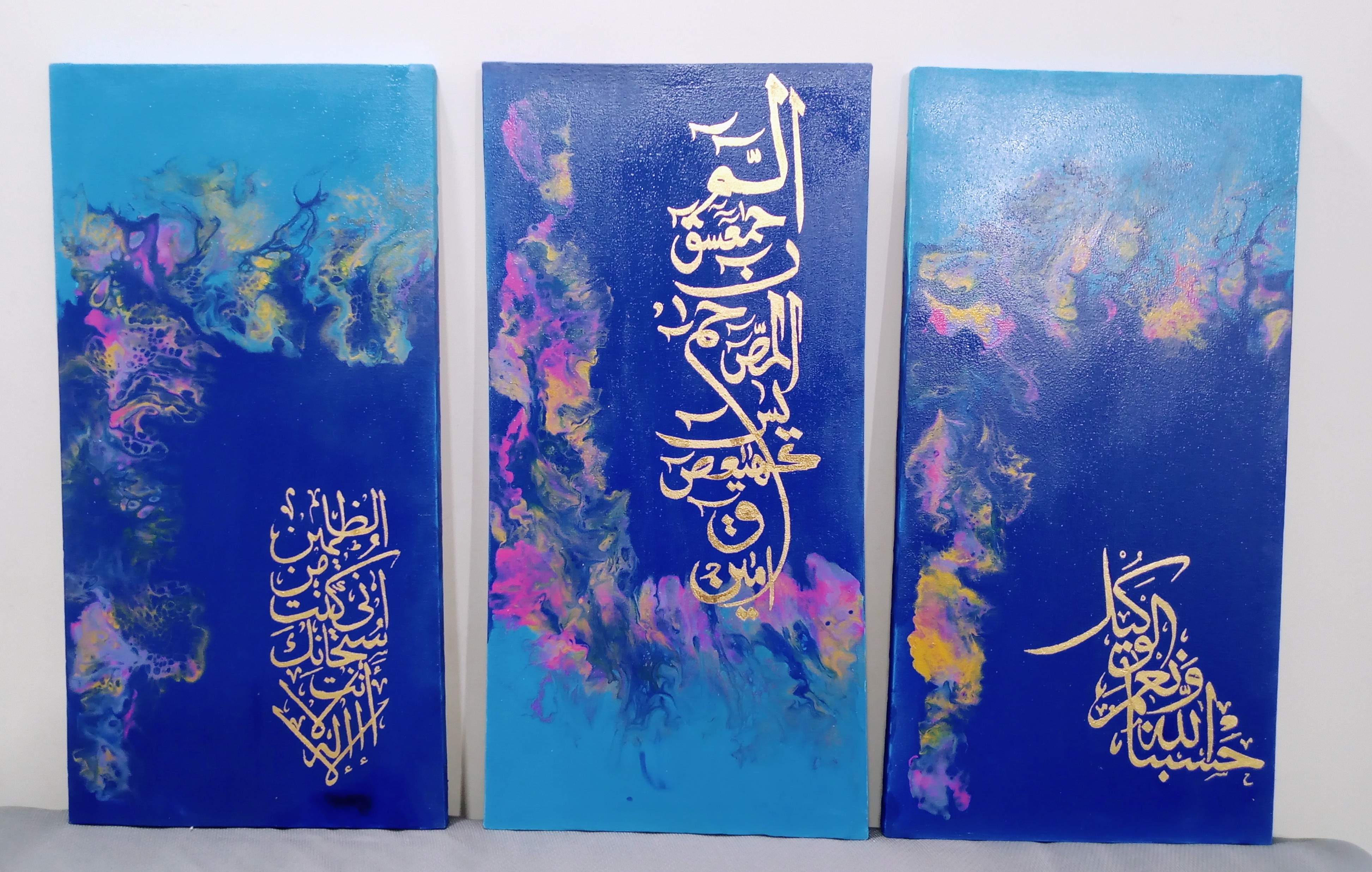 3 panel calligraphy painting