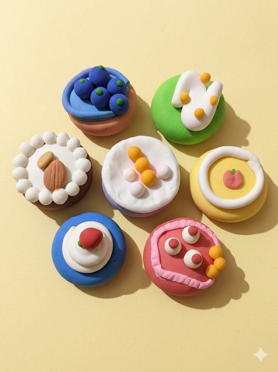 Clay pastry fridge magnets
